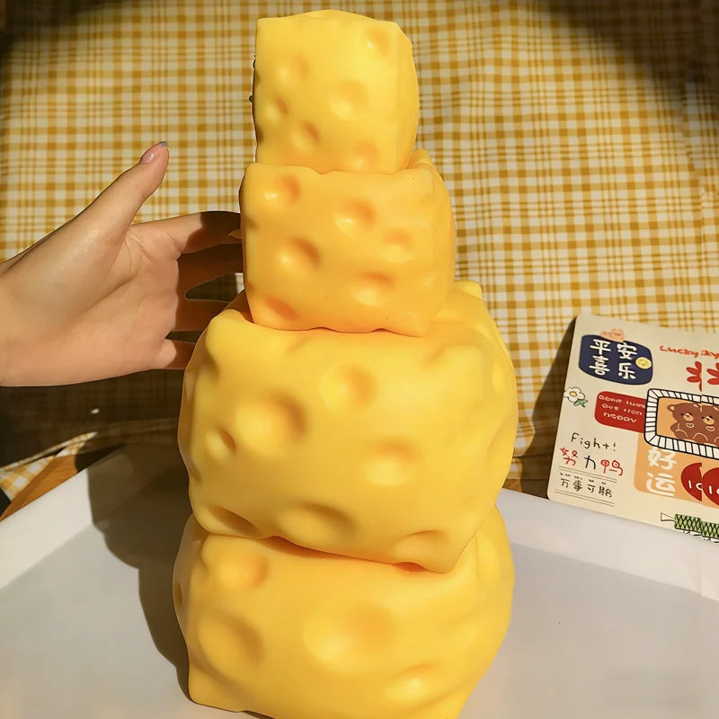 Swiss Cheese Block Squishy Toy – Slow Rising Stress Relief Sensory Fidget Toy