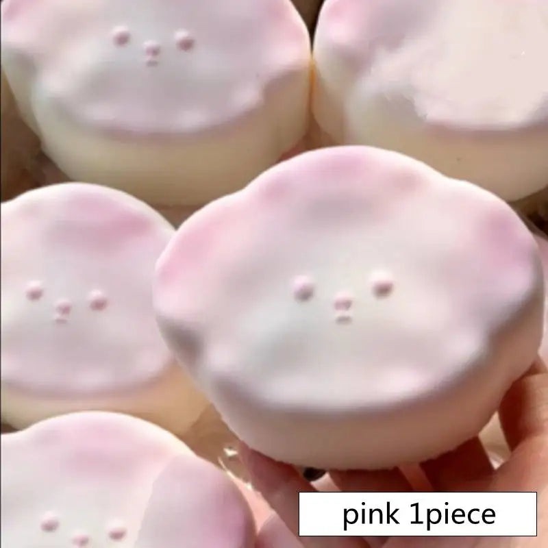 Cute Bear Face Squishy Toy – Slow Rising Stress Relief Sensory Fidget Toy (Yellow / Pink)